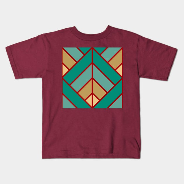 Geometric Pattern: Art Deco Diamond: Turquoise Kids T-Shirt by Red Wolf